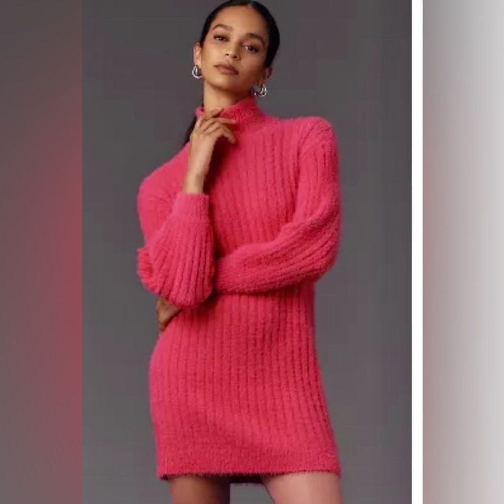 NWT- Anthropologie- Flat White Turtleneck Sweater Dress (sold out online)